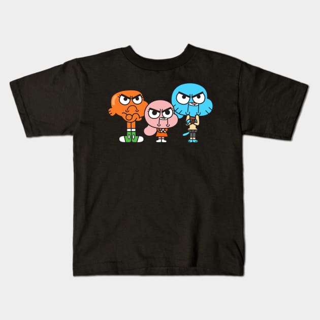 Gumball Darwin Anais Kids T-Shirt by Plushism